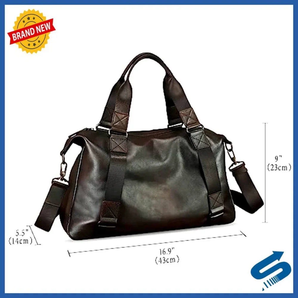 Genuine Leather Messenger Bag for Business Travel with Adjustable Strap